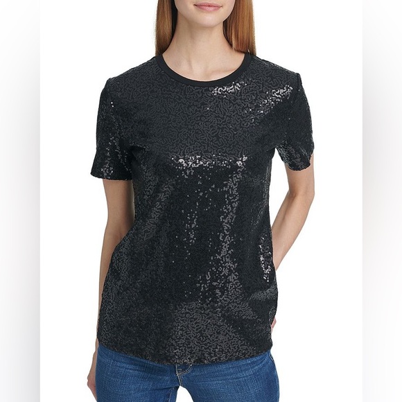 DKNY Black Sequin Top - NEW WITH TAG - Size Small - Picture 2 of 5